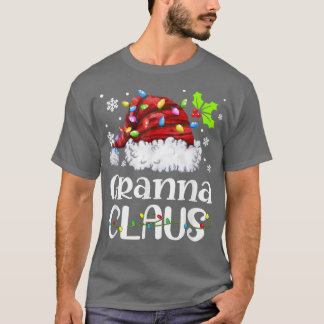 Camiseta Granna Claus Santa Hat Família Natal Light Xmas