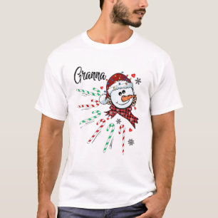 Camiseta Granna Snowman Candy Cane Natal Xmas Engraçado
