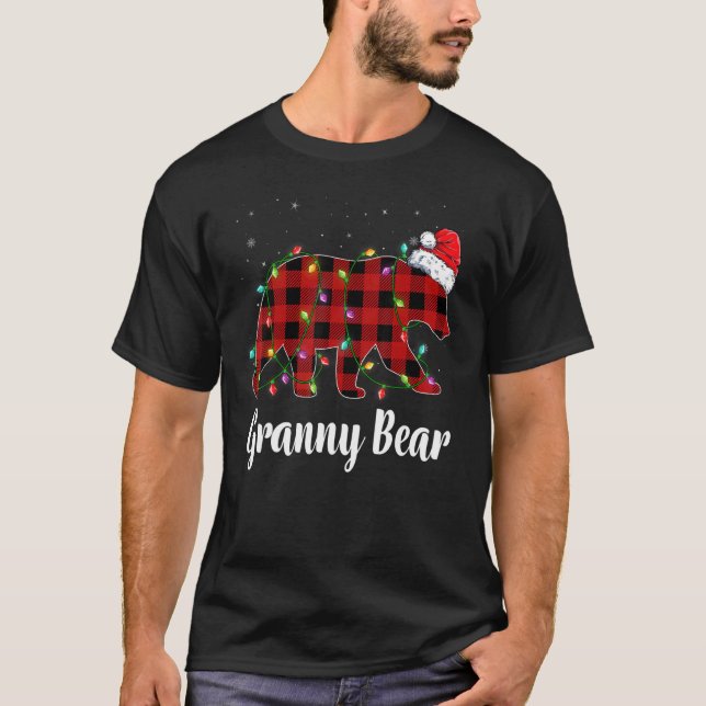 Camiseta Granny Bear Buffalo Red Plaid Matching Family Chri (Frente)