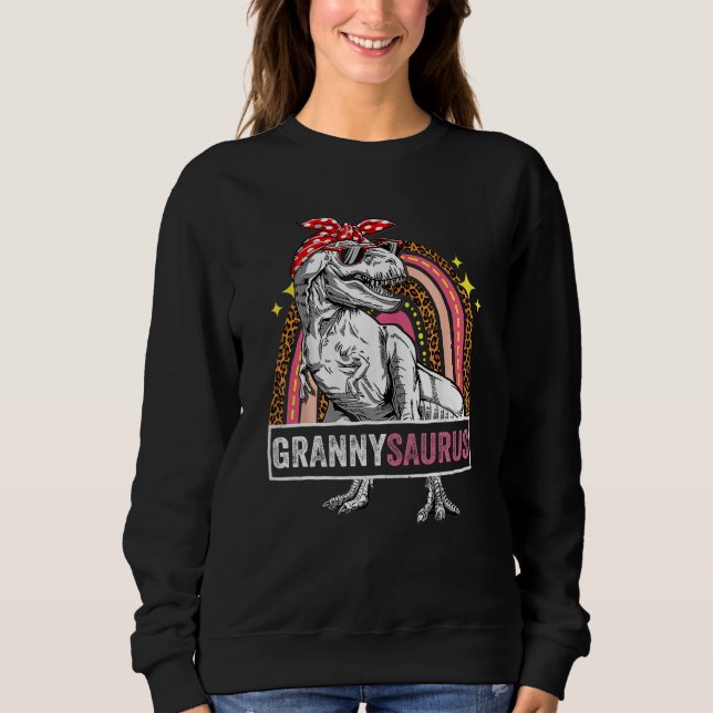 Camiseta Grannysaurus Rex Dinosaur Leopard Rainbow Saurus (Frente)