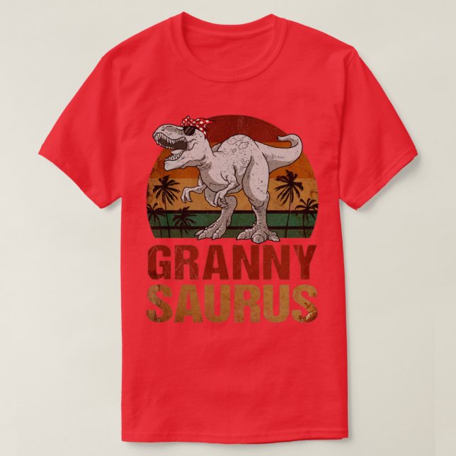 Camiseta Grannysaurus T Rex Dinossaur Avó Saurus Vintage (Frente do Design)