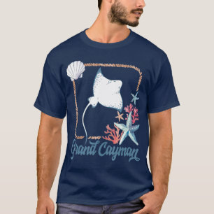 Camiseta Granulado das Ilhas Caimão-Tartaruga Atum-Arrasto