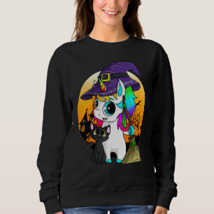 Camiseta Grap da Lua Laranja do Gato Negro de Bruxa do Unic