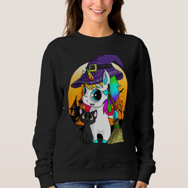 Camiseta Grap da Lua Laranja do Gato Negro de Bruxa do Unic (Frente)