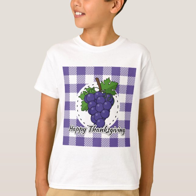 Camiseta Grape on Violet Plaid - Happy Thanksgiving (Frente)