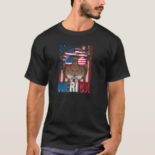 Camiseta Graphic Animal Merica Love Guiné Pig Bandeira Eng