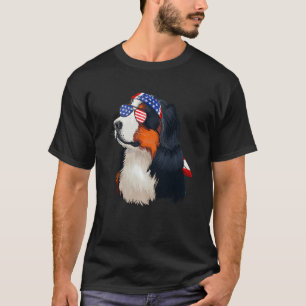 Camiseta Graphic Bernese Mountain American Flag Dog 4 de ju