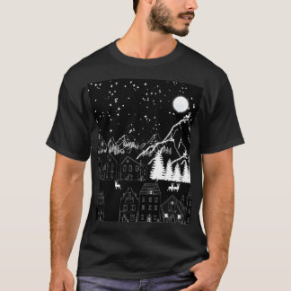 Camiseta Graphic Black White Deertown Starry, noite ilumina