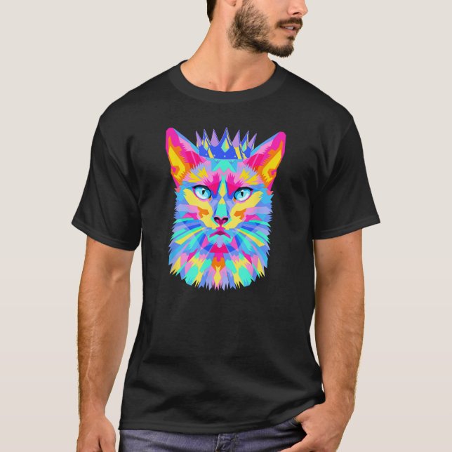 Camiseta Graphic cat retro for cat  cat mother  Cat Crown (Frente)