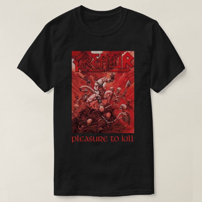 Camiseta Graphic Kreator Banda Music - Prazer em Matar Cla (Frente do Design)