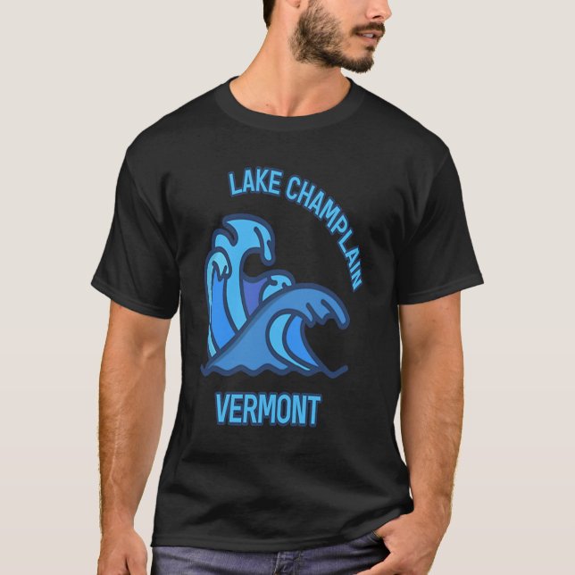 Camiseta Graphic Lake Champlain Vermont Pocket Wave Souveni (Frente)