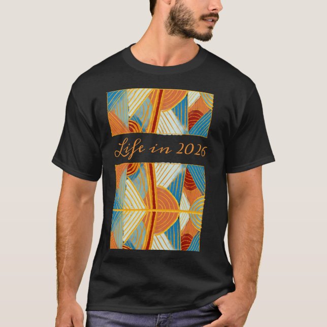 Camiseta Graphic Life in 2026 Abstract Lines & Curves (Frente)