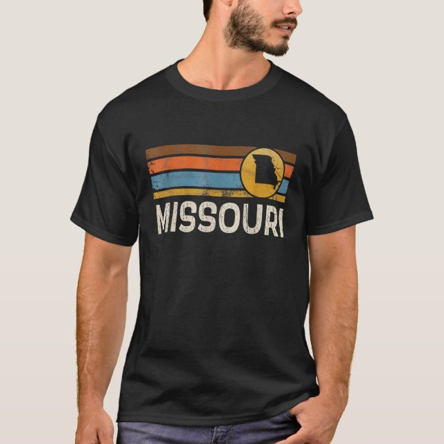 Camiseta Graphic Missouri State Map Vintage Retro Stri (Frente)
