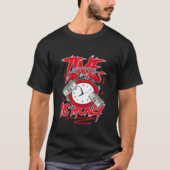 Camiseta Graphic Tees Time Is Money Sneaker Match 4 Red Thu (Frente)