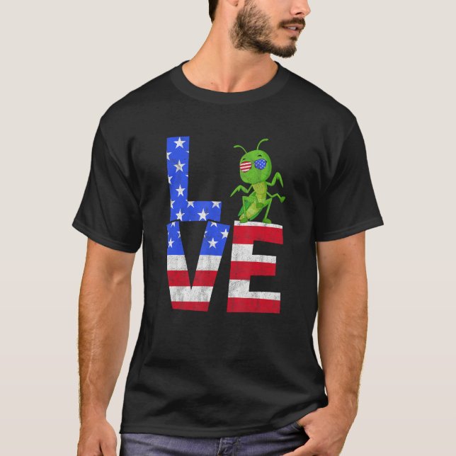 Camiseta Grasshopper American Flag Sunglasses 4th of July P (Frente)