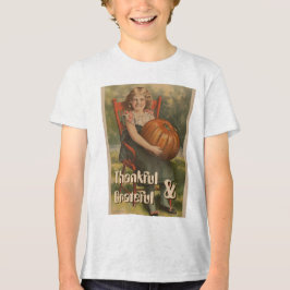 Camiseta Grata e grata | Vintage Girl with Pumpkin