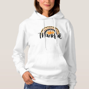 Camiseta Grata Rainbow Pumpkin Dia de Ação de Graças Férias
