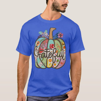 Camiseta Grateful Pumpkin Fall Flower Country Hippie Art