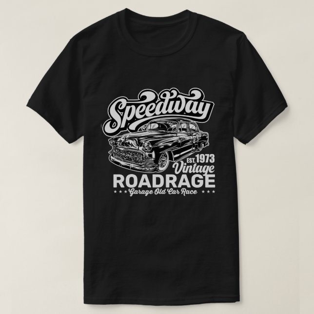 Camiseta Grático Branco de Corrida de Carro Clássico de Spe (Frente do Design)
