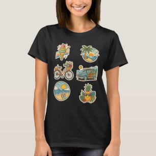 Camiseta Grático de Férias de Verão Retrô na Praia Trocal