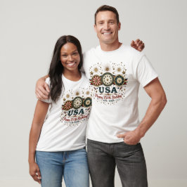 Camiseta Grático de Insígnia Patriótica do 250º Aniversário