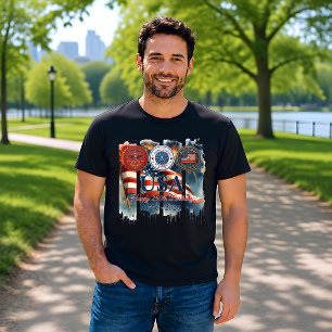 Camiseta Grático de Insígnia Patriótica do 250º Aniversário