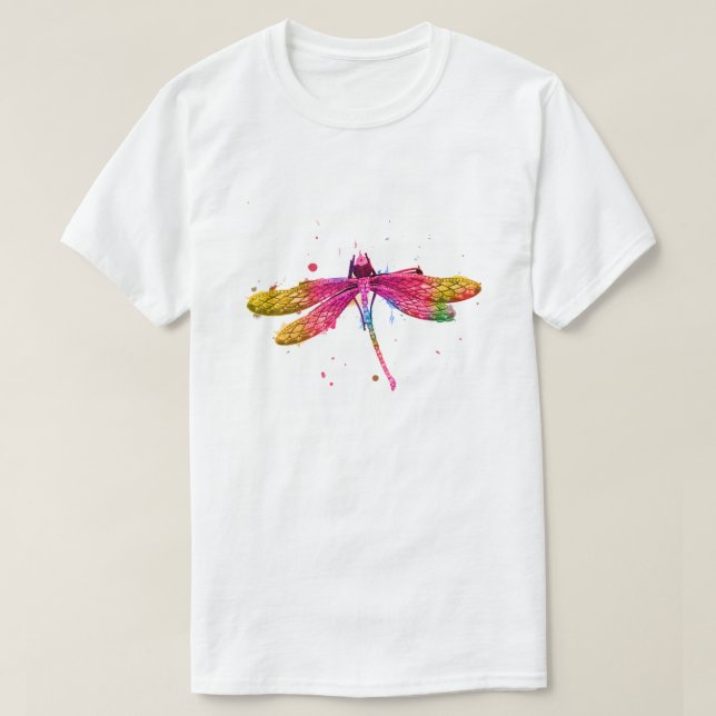 Camiseta Grático de Libélula em Aquarela Independente (Frente do Design)