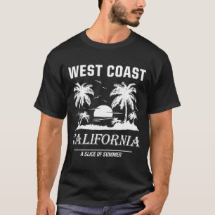 Camiseta Grático de verão de praia vintage da costa oeste d