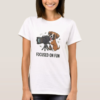 Camiseta Grático Divertido de Fotógrafo com Cachorrinho Box