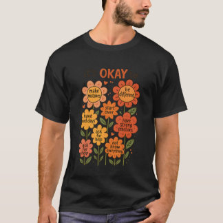 Camiseta Grático Motivacional Flor Positiva Citação Inspira
