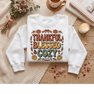 Camiseta Gratidão, abençoado, aconchegante. Design de Ação