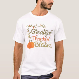 Camiseta Gratidão Agradecido Abençoado Citação de Outono
