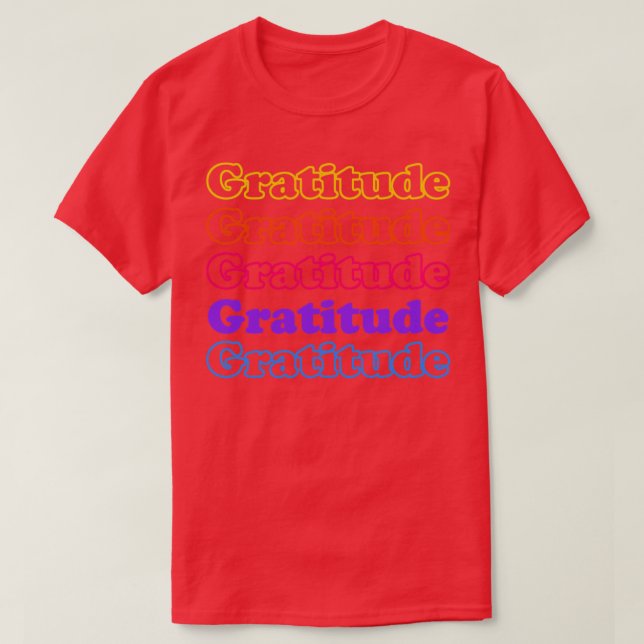 Camiseta Gratidão Múltiplas Cores de Gradação de Texto Mini (Frente do Design)