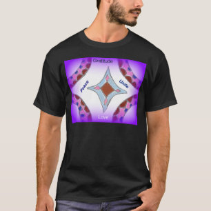 Camiseta "Gratidão Paz Amor Unir" Mandala Art Impressão