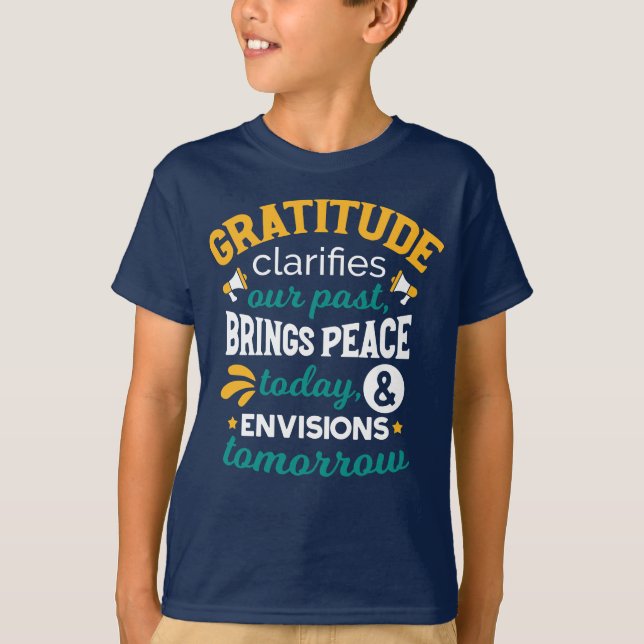 Camiseta Gratidão Traz Paz Hoje – Fé Positiva (Frente)