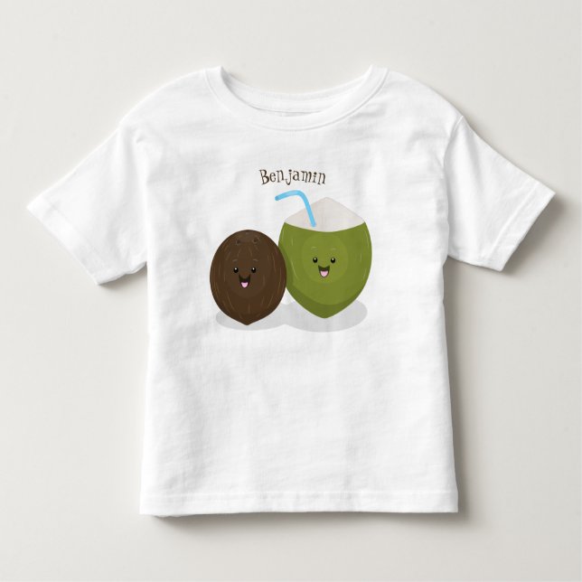 Camiseta Grátis feliz desenho animado de coconuts kawaii (Frente)