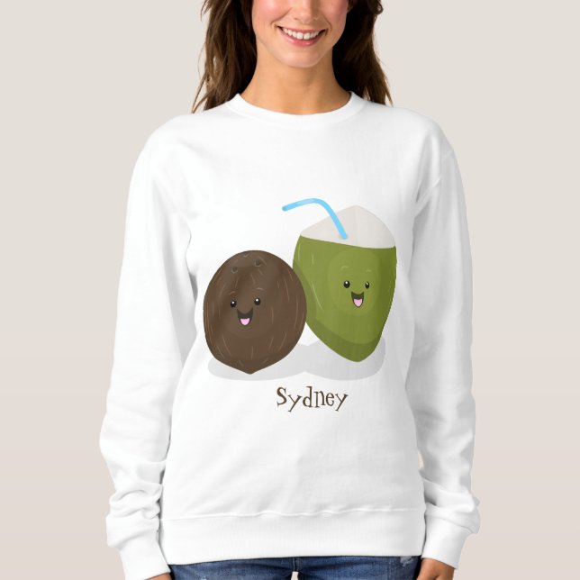 Camiseta Grátis feliz desenho animado de coconuts kawaii (Frente)