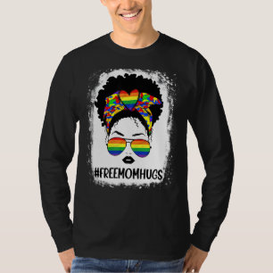 Camiseta Grátis Mãe Hugs Sangrou Mensagem Bun Lgbt Pride Ra