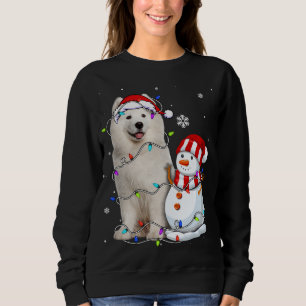 Camiseta Grátis Samoyed Santa Hat Natal Light Xmas