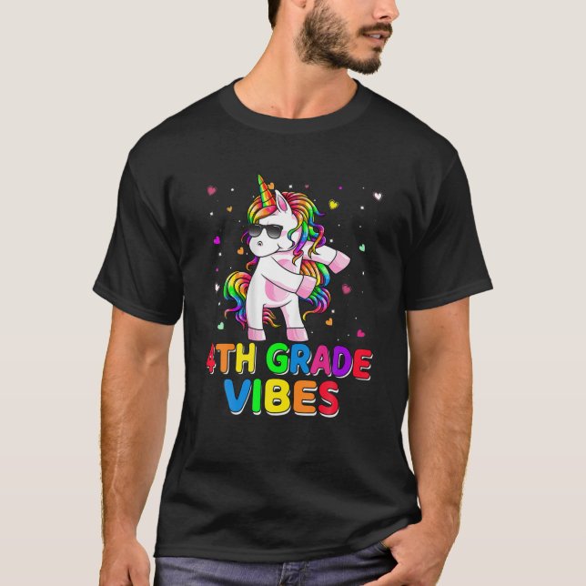 Camiseta Grau 4º Vibes Flexibindo Unicórnio Primeiro Dia De (Frente)