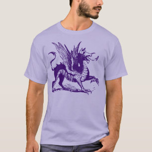 Camiseta Gravação de Dragões - Roxo Profundo
