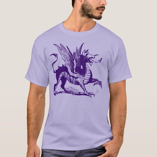 Camiseta Gravação de Dragões - Roxo Profundo (Frente)