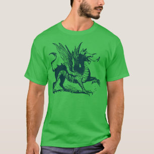 Camiseta Gravação de Dragões - Verde Escuro