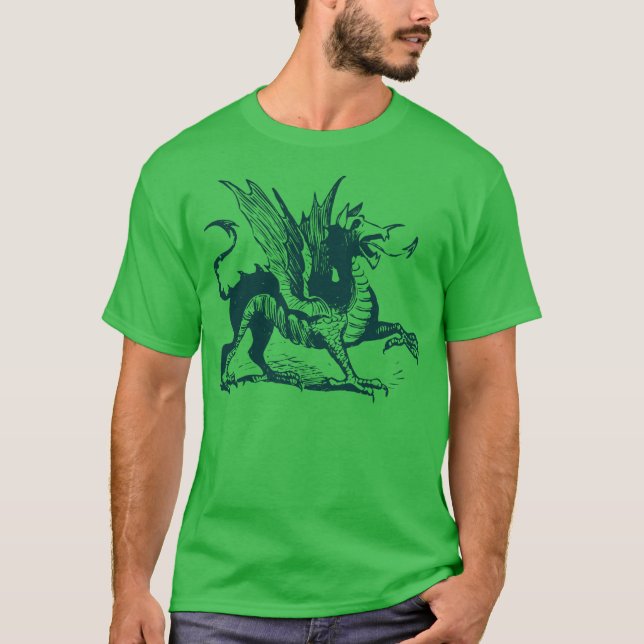 Camiseta Gravação de Dragões - Verde Escuro (Frente)