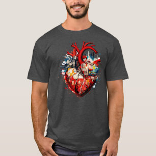 Camiseta gravado em uma saia cardíaca