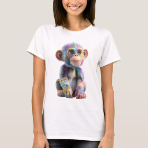 Camiseta Gravata Colorida Tie-Dye Arco-Íris Bebê Chimpanzé