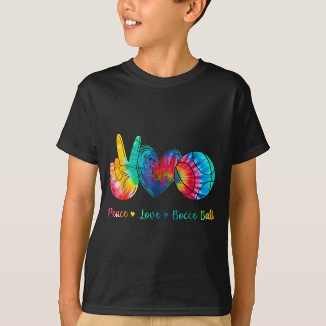 Camiseta Gravata com Design de Bocha Paz Amor (Frente)