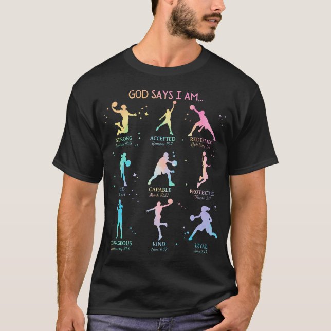 Camiseta Gravata de Basquete Cristã Deus Diz Que Eu Sou (Frente)