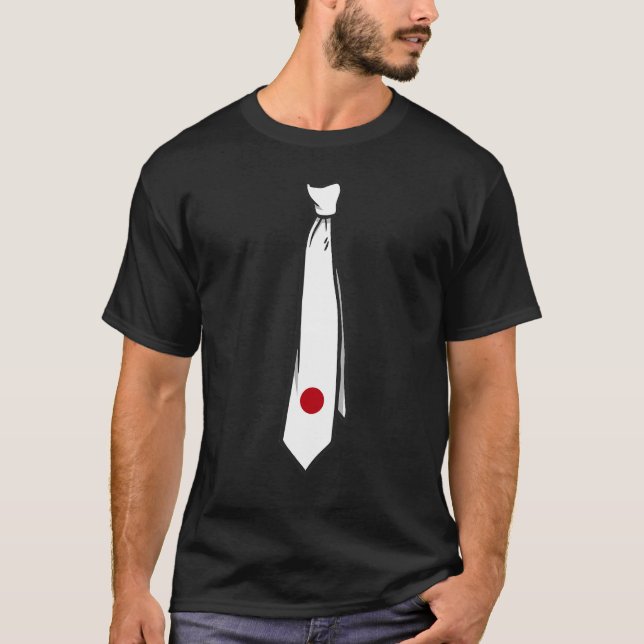 Camiseta Gravata De Pescoço Em Cores De Bandeira Japonesas  (Frente)