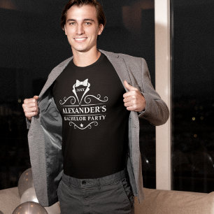 Camiseta Gravata Preta para Smoking de Despedida de Solteir